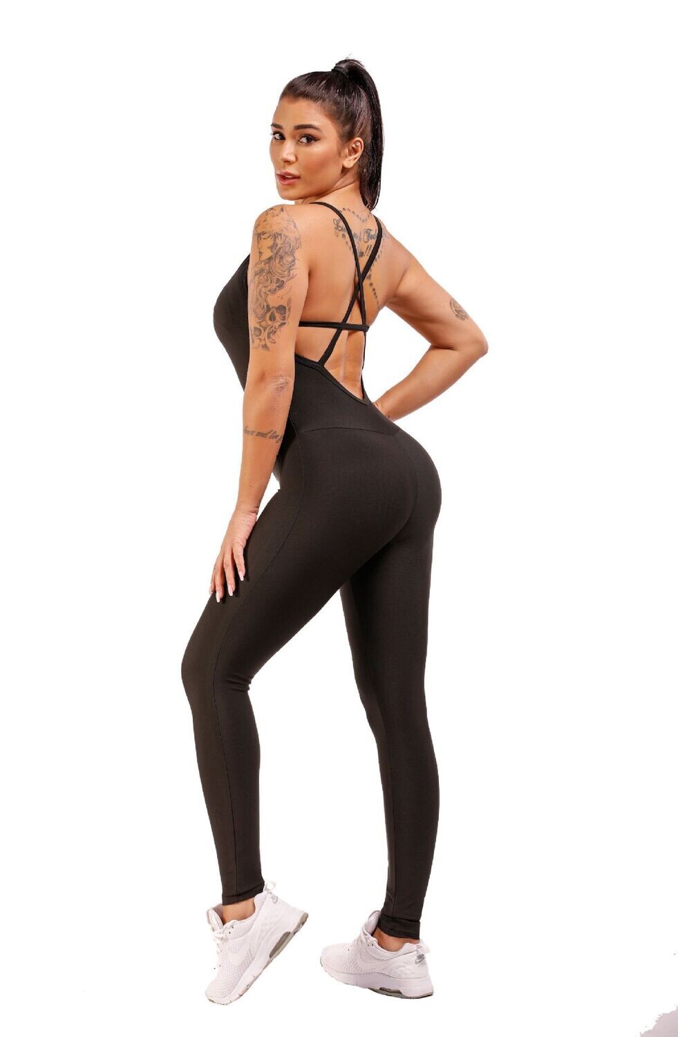 Solid Color Jumpsuit Stitching Yoga Pants Sports Fitness Women, Size: S, Color: Black jumpsuit