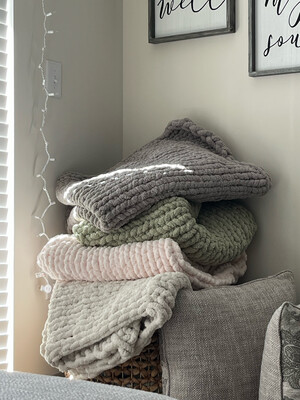 hand-knit solid color custom luxury blanket