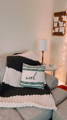 two-toned hand-knit custom luxury blanket