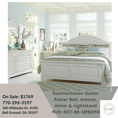 Summerhouse Queen Poster Bed, dresser, mirror &amp; nightstand