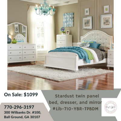 Stardust Twin Panel Bed, Dresser and Mirror