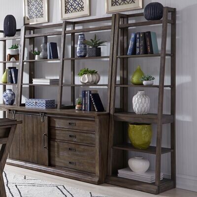 Stone Brook 74&quot; leaning bookcase