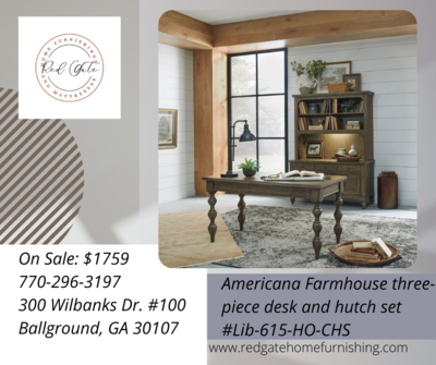 Americana Farmhouse three-piece desk and hutch set​