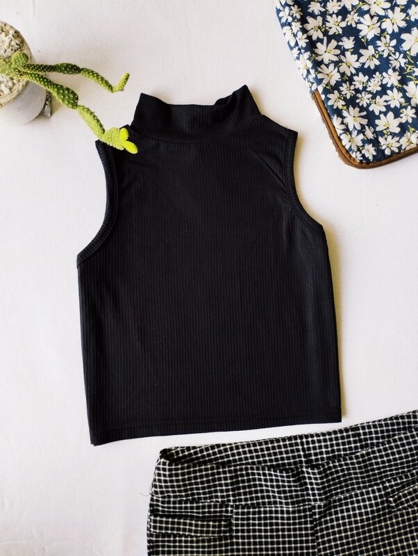 High Neck Sleeveless Crop Top