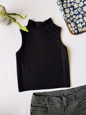 High Neck Sleeveless Crop Top