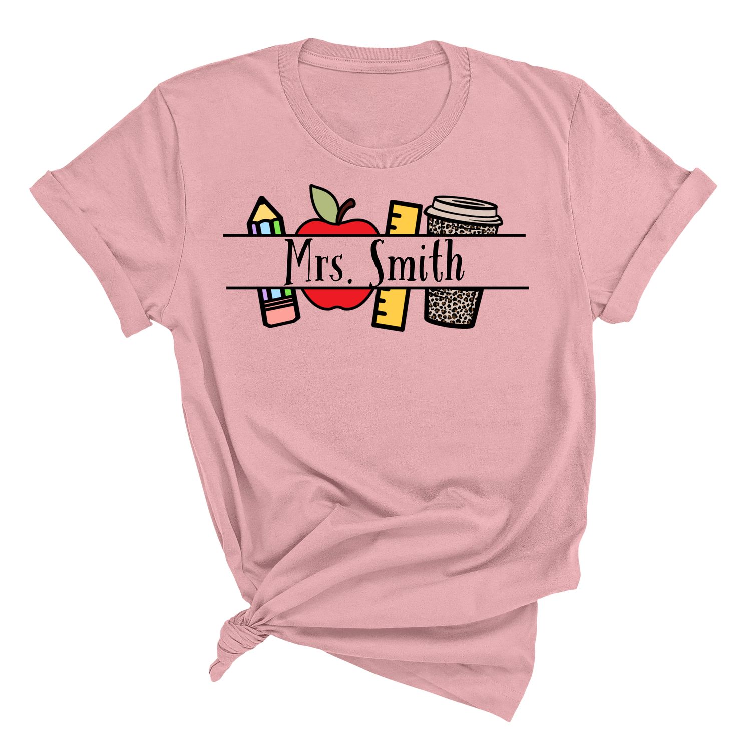 PENCIL APPLE SPLIT (w/ name) Gildan Soft Style