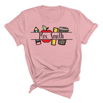 PENCIL APPLE SPLIT (w/ name) Gildan Soft Style