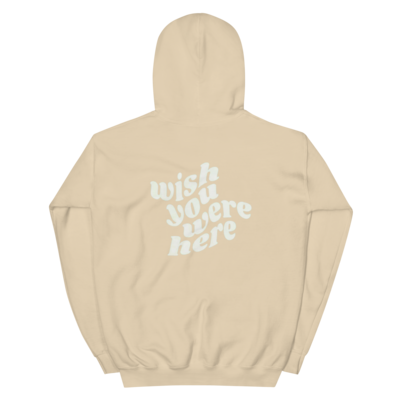 “Wish you were here” Pink and Sand Unisex Hoodie