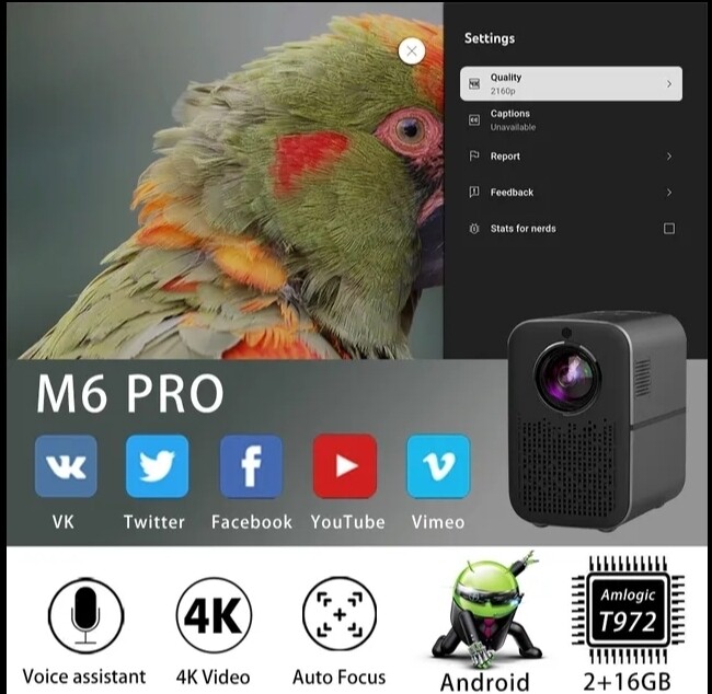 M6 PRO 1080P LED 4K Video Projector Android