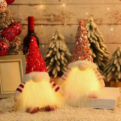Hong Kong Love Christmas Decoration Christmas Sequins With Light Doll Christmas Luminous Faceless Doll Ornaments