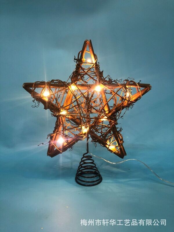 Tree-top Star Polaris Christmas Tree Decoration Rattan Cotton Thread Dusting Diy Christmas Tree