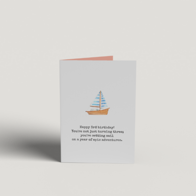 Art Card - Happy 3rd Birthday - Sailboat