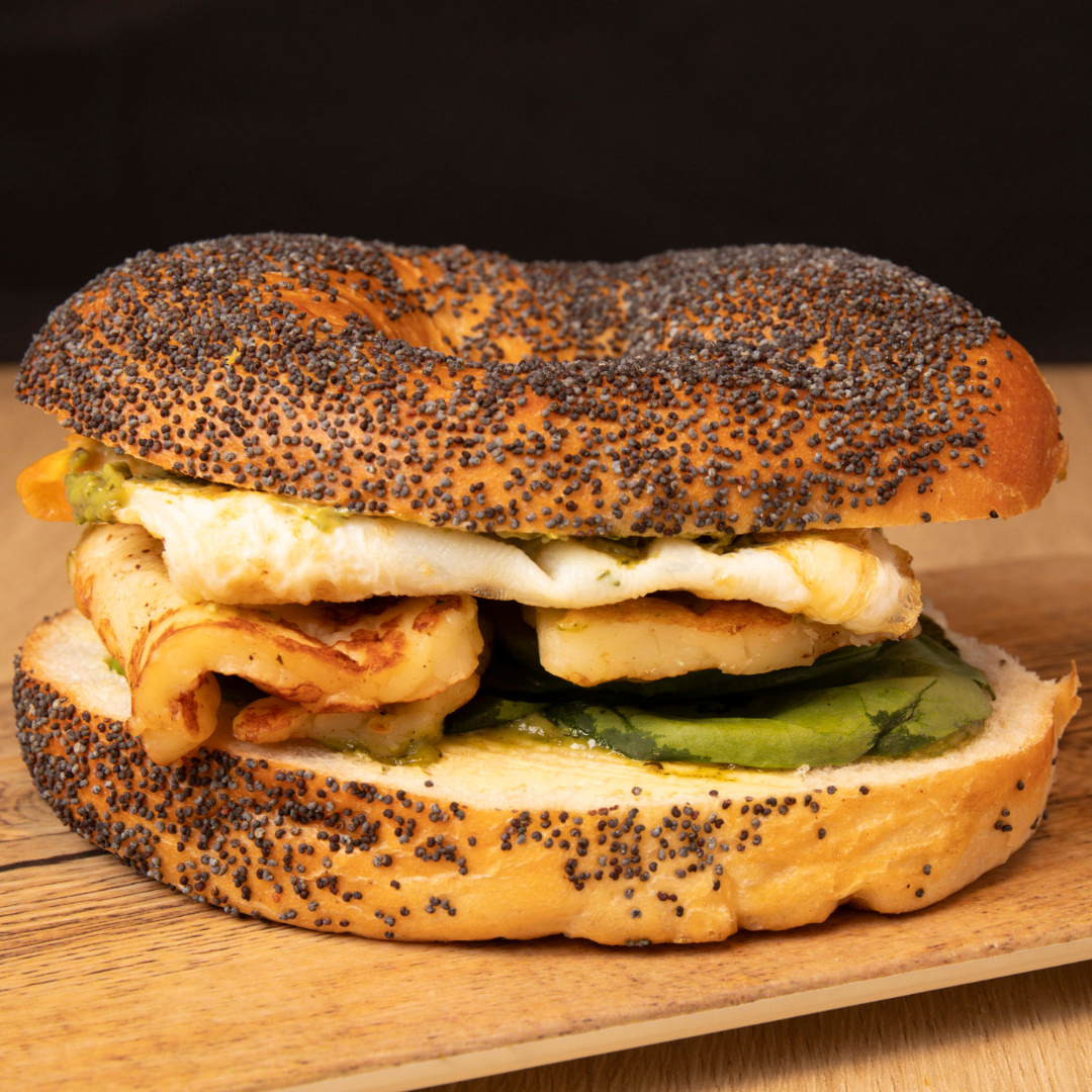 Sydney Cafe C&M's Grilled Halloumi & Fried Egg Bagel
