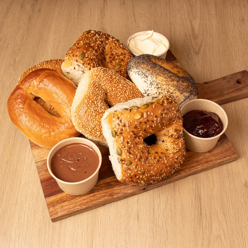 Assorted Bagels with Jam, Cream Cheese & Nutella Sydney Cafe C&M's Assorted Bagels with Jam, Cream Cheese & Nutella