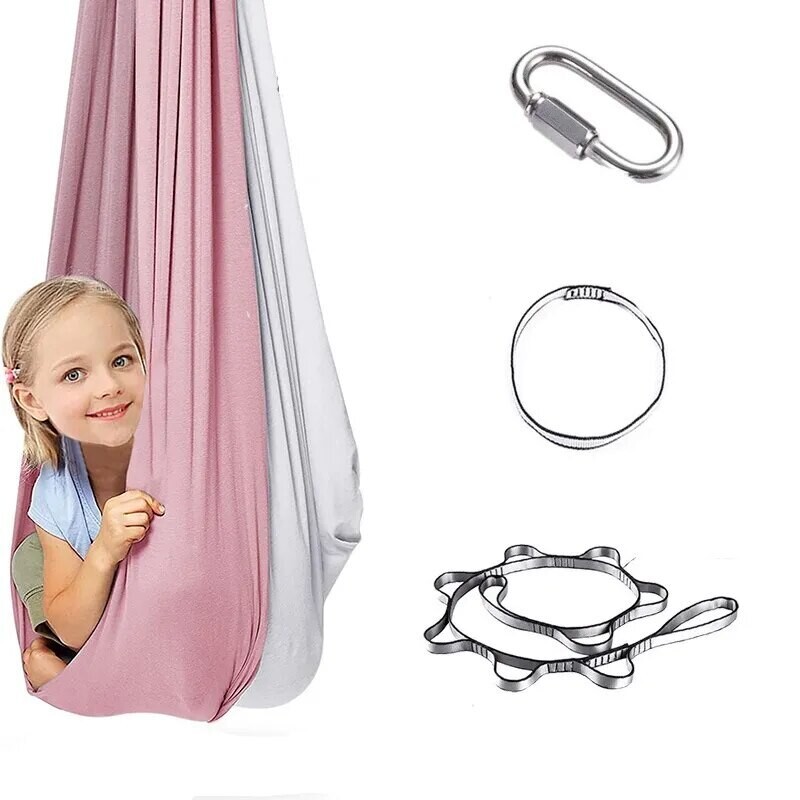 Kids Adult Cotton Swing Hammock Autism ADHD ADD Therapy Cuddle Up Sensory Child Therapy Elastic Steady Seat Swing ChairToy