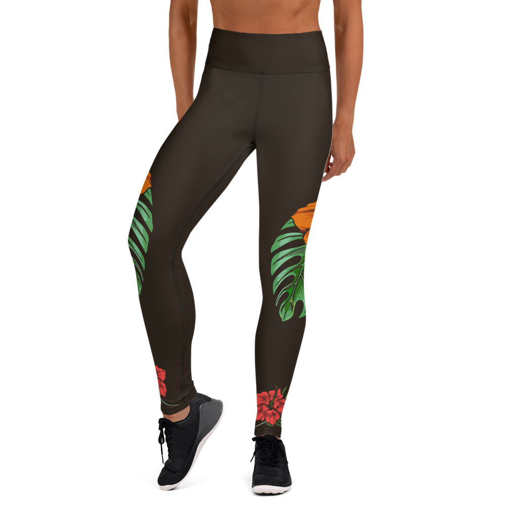 Womens Hibiscus Flower Yoga Leggings