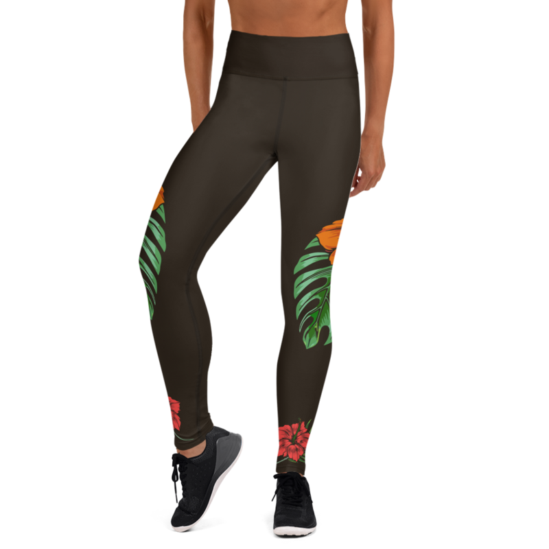 Womens Hibiscus Flower Yoga Leggings