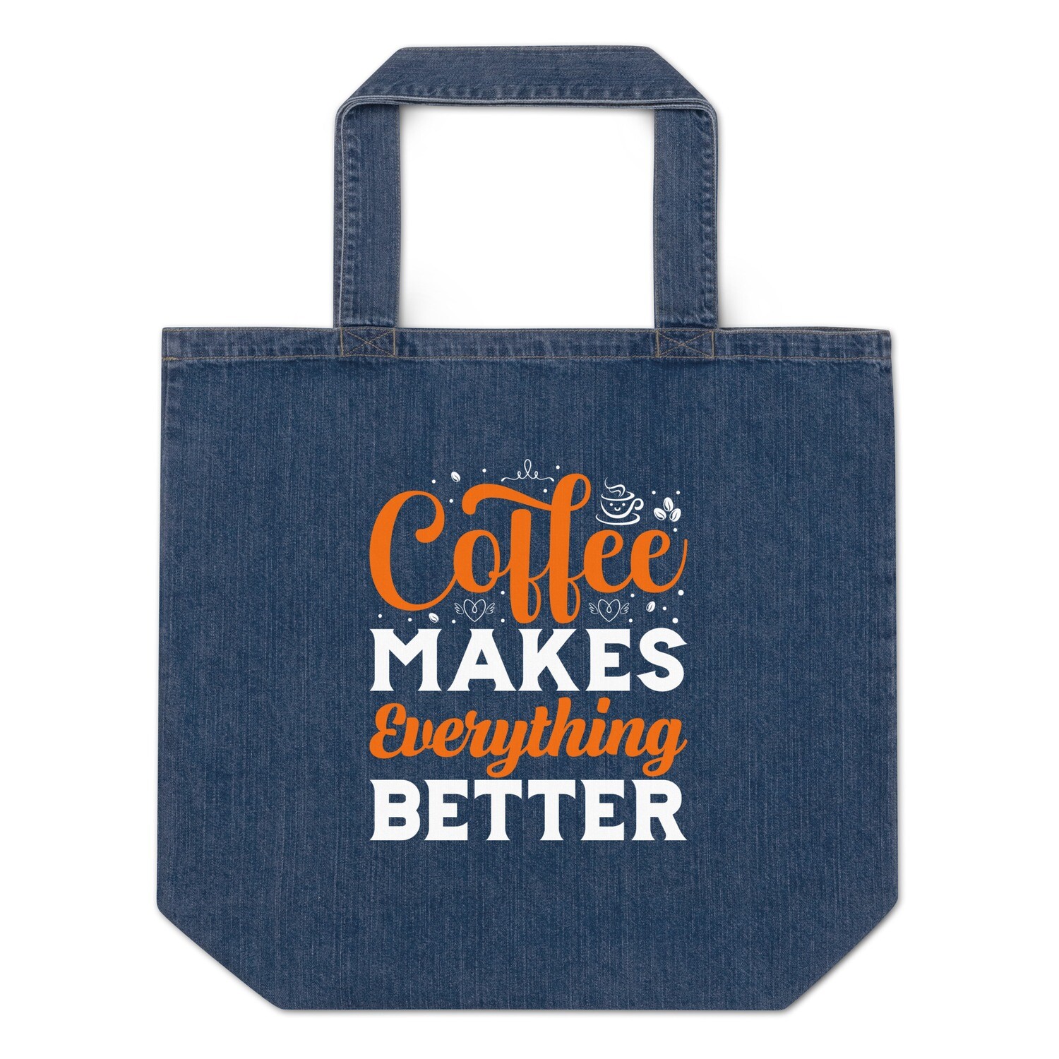 Coffee Theme Organic denim tote bag
