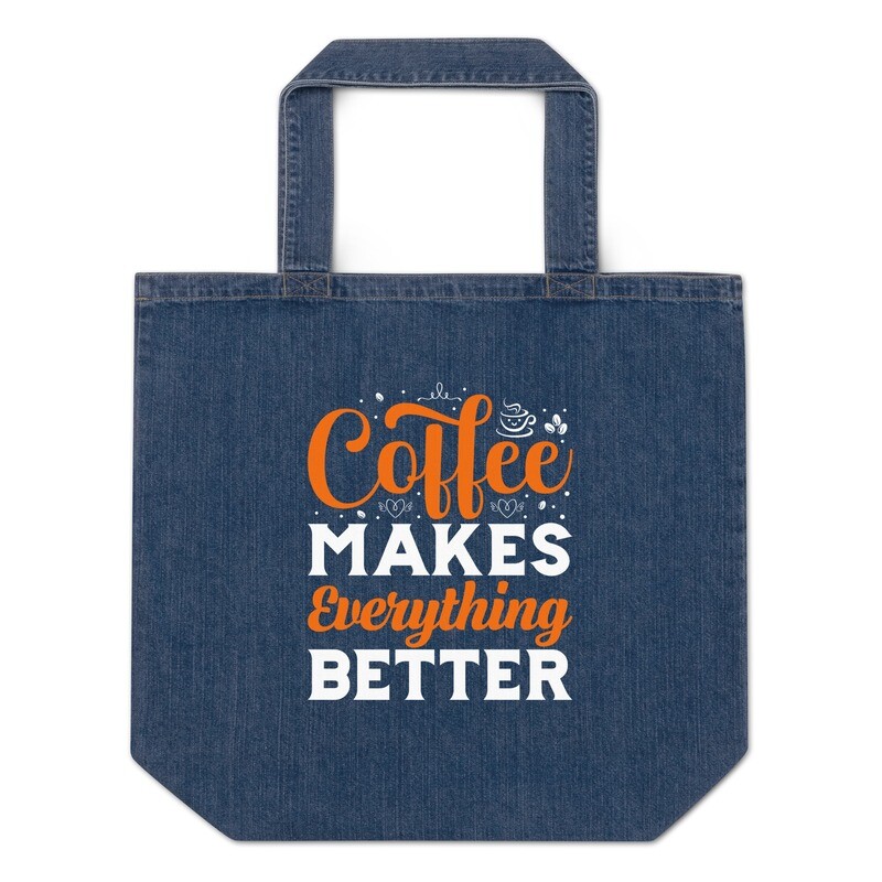 Coffee Theme Organic denim tote bag
