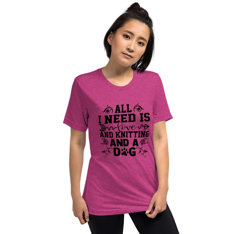 Knitting Love Dog Theme Short sleeve t-shirt