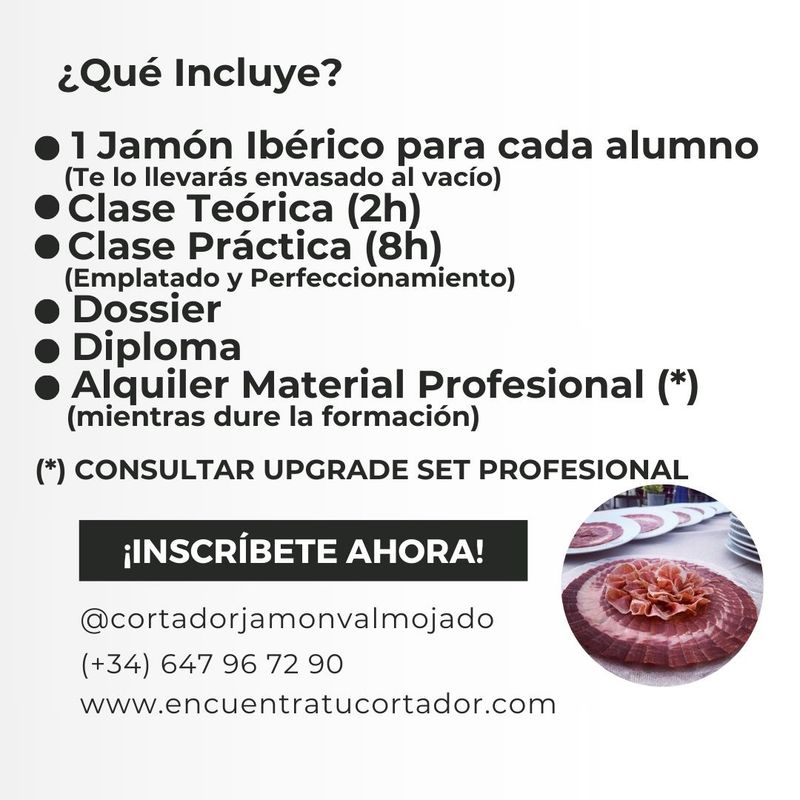 CURSO JAMÓN IBERICO - TODO INCLUIDO INTENSIVO 10 Horas (2 Sesiones) con Agustín Borreguero.
