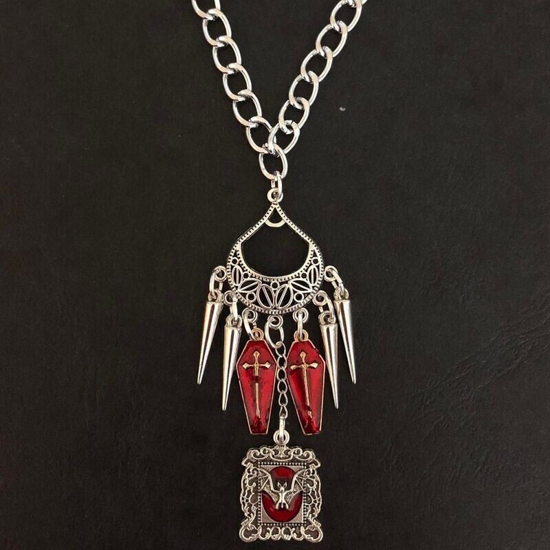 Bats' Embrace Coffins Gothic Necklace