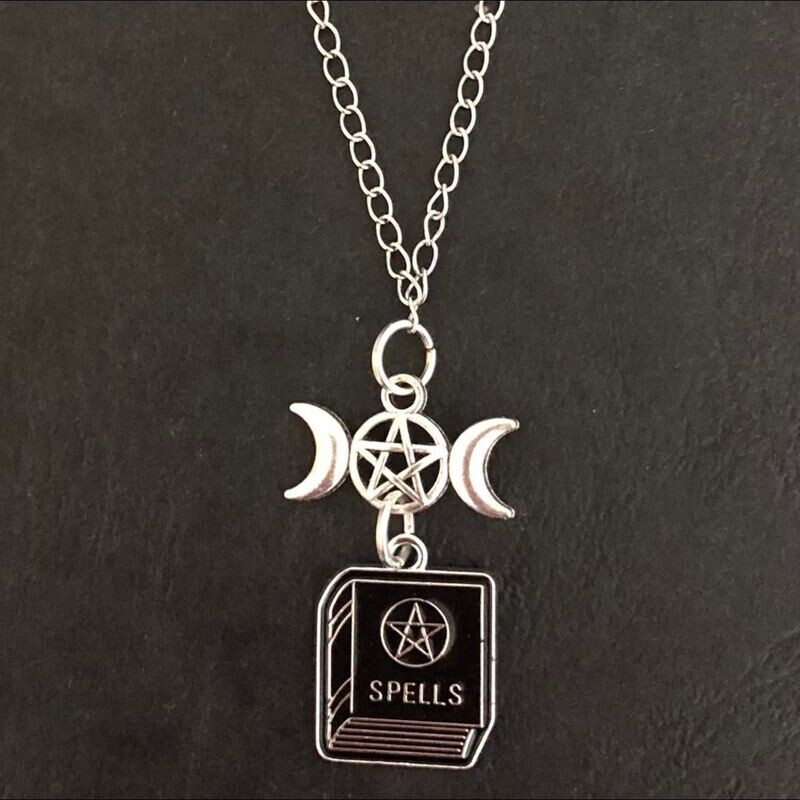 Witch’s Lunar Spellbook Gothic Necklace