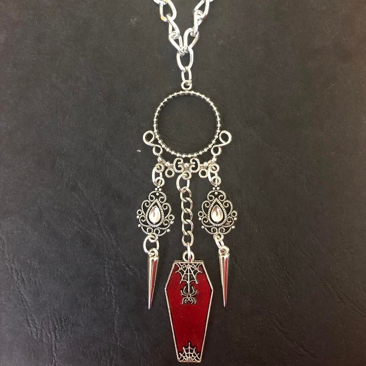 Arachne’s Crimson Casket Gothic Necklace