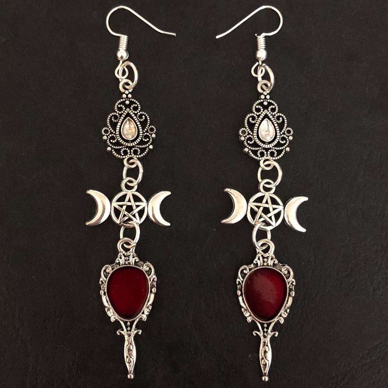 Crimson Reflection Gothic Earrings
