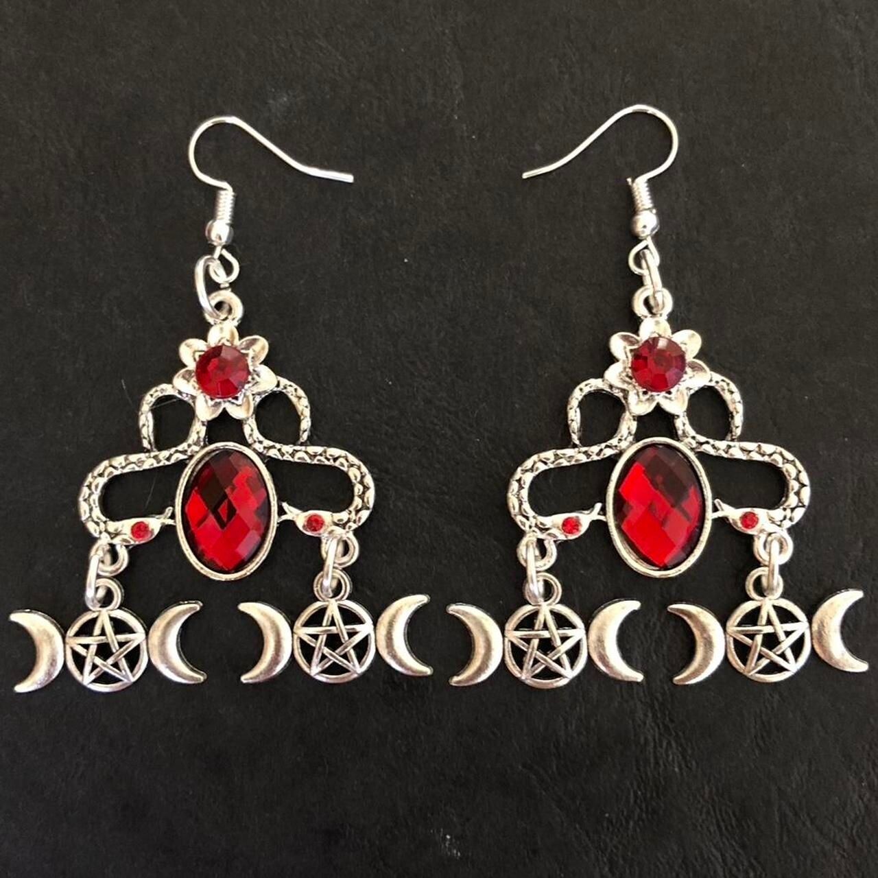 Crimson Elegance Gothic Earrings