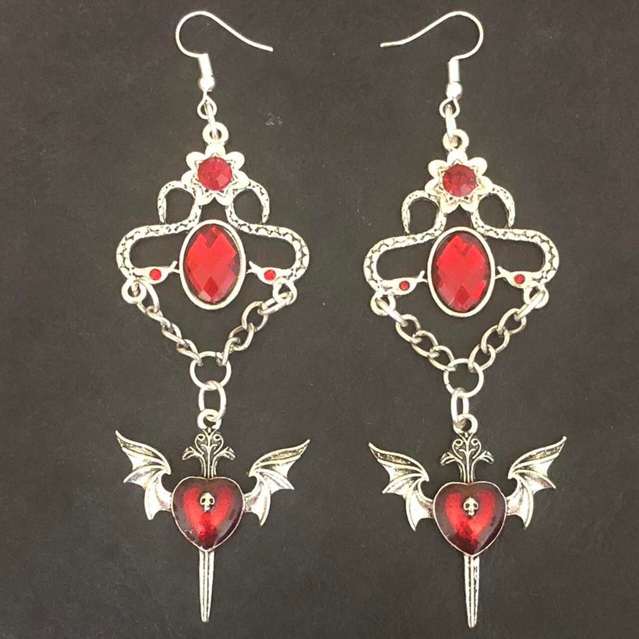 Crimson Heartbreak Gothic Earrings