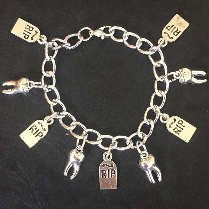 Cryptic Teeth And Gravestone Gothic Bracelet