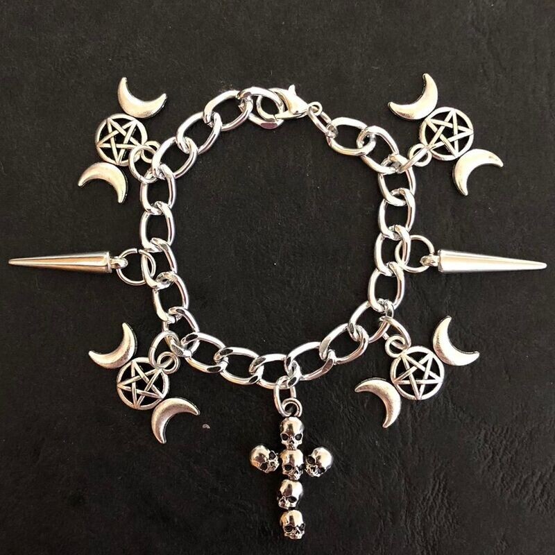 Satanic Glyphs Ensemble Gothic Bracelet
