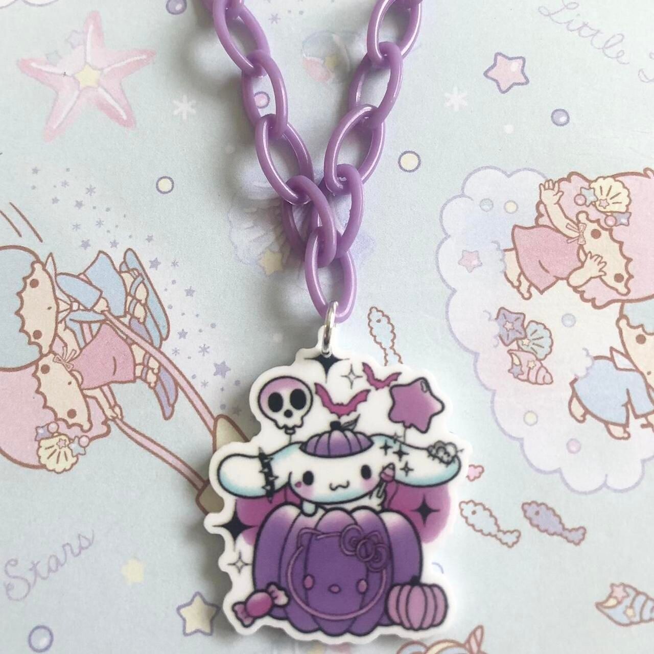 Kawaii Halloween Pumpkin Necklace (Purple)