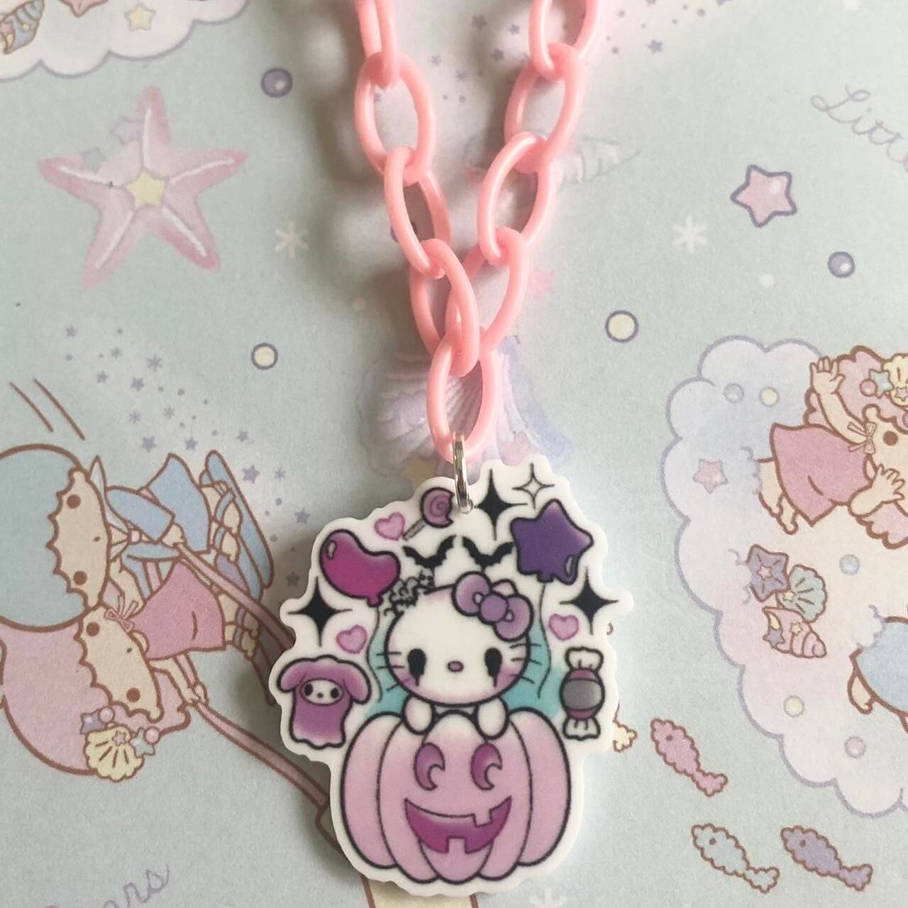 Kawaii Halloween Pumpkin Necklace (Pink)