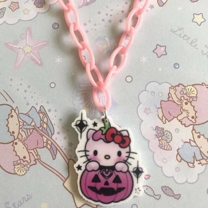 Kawaii Pumpkin Necklace (Pink)