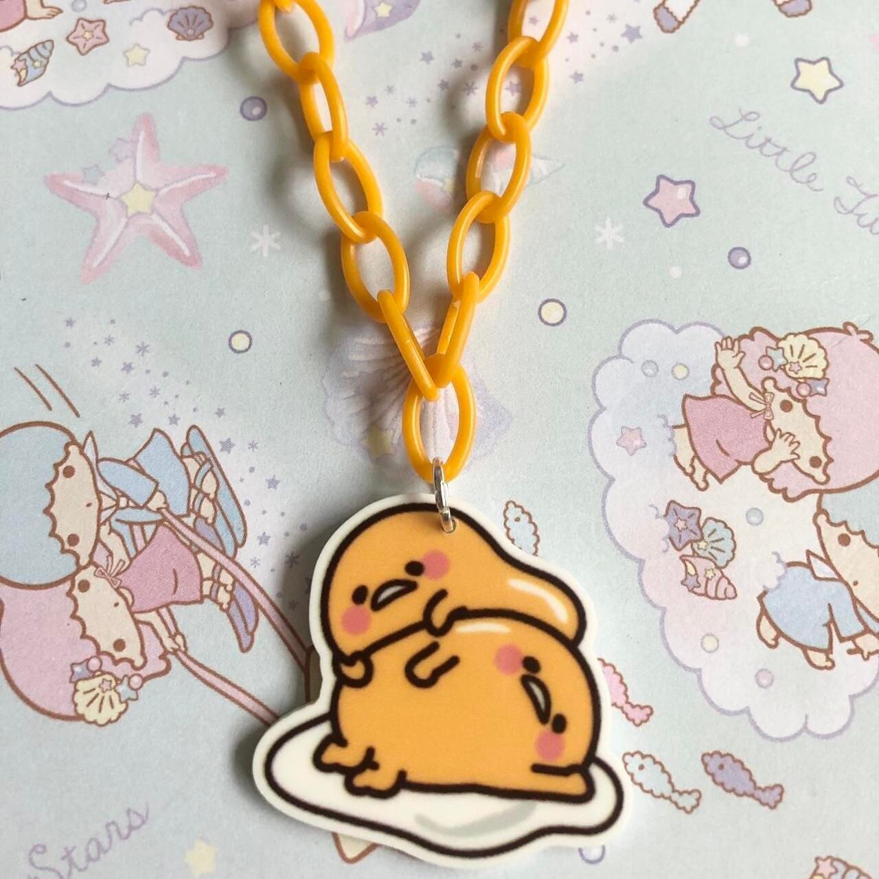 Kawaii Lazy Egg Necklace (Orange)