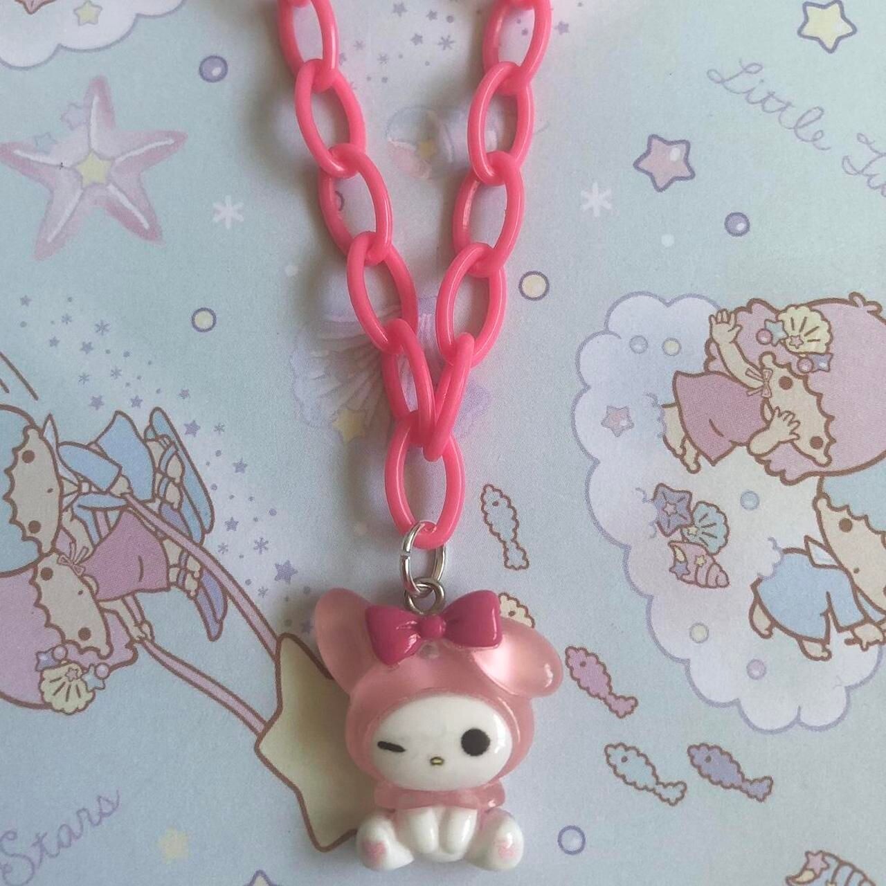 Kawaii Cheeky Wink Necklace (Pink)