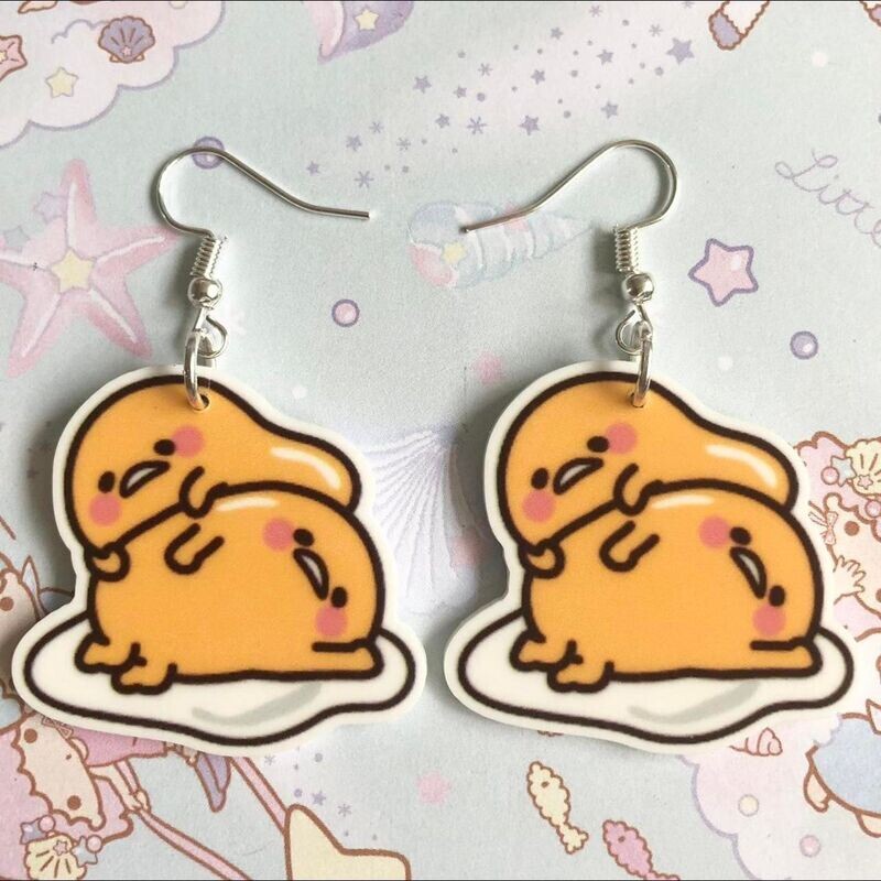 Kawaii Lazy Egg Earrings