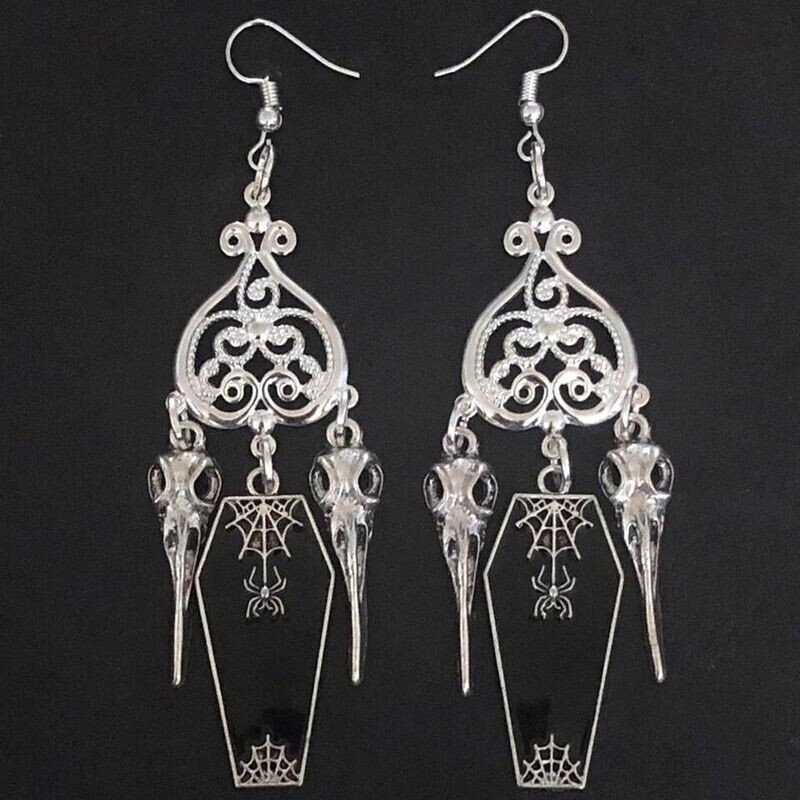 Coffin Crows Gothic Earrings
