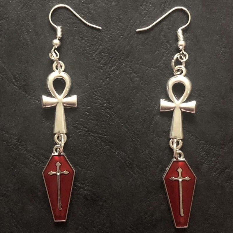 Ankh’s Cryptic Embrace Gothic Earrings