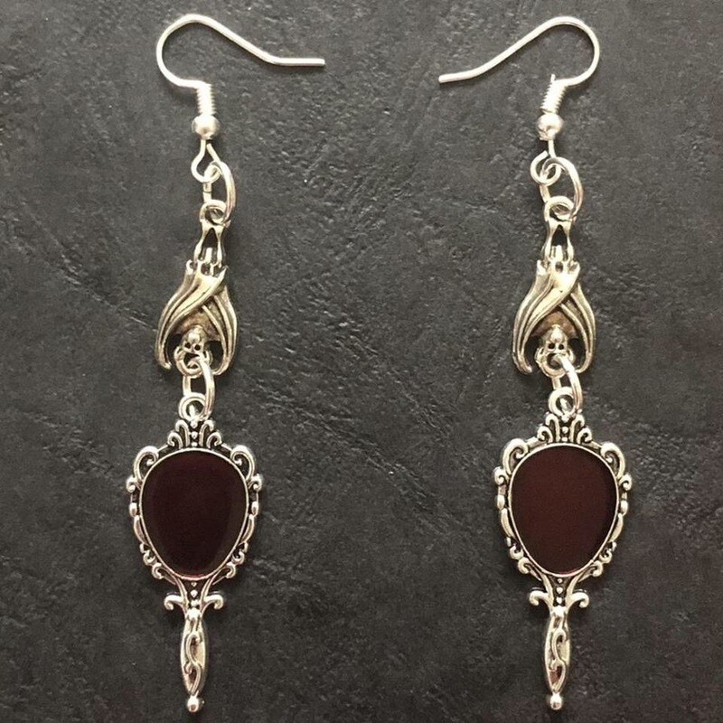 Bats’ Bloodmoon Mirrors Gothic Earrings