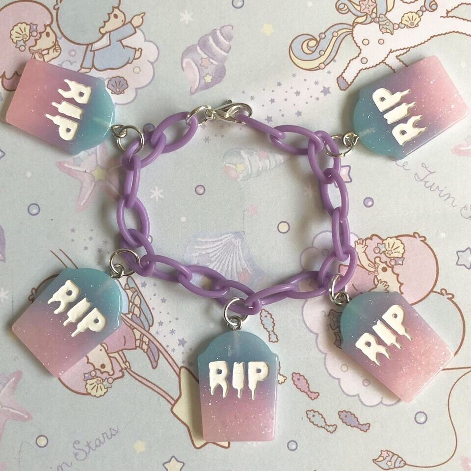 Pastel Goth Tombstones Bracelet (Purple/Blue)