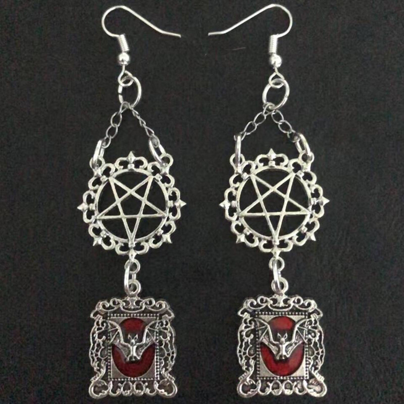 Pentagram Night Flyers Gothic Earrings