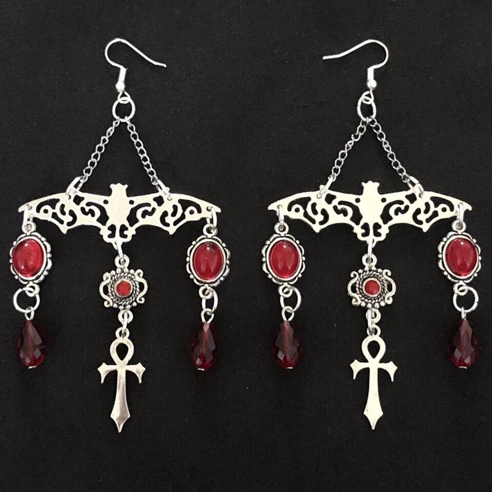 Ankh Of The Night Gothic Earrings