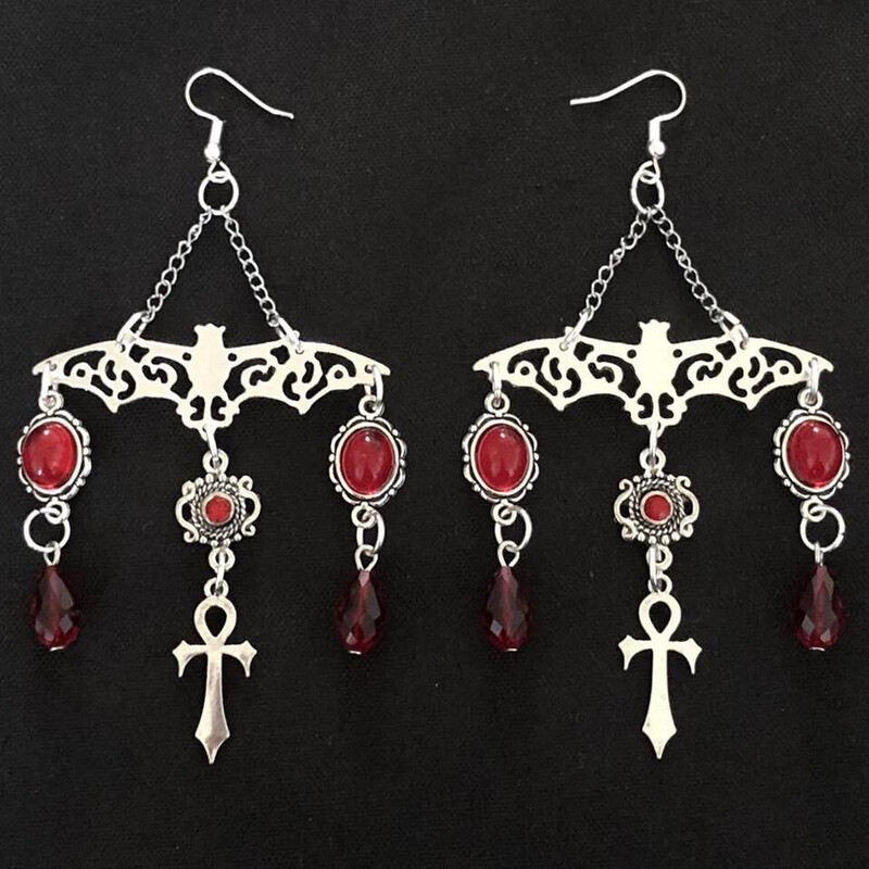 Ankh Of The Night Gothic Earrings