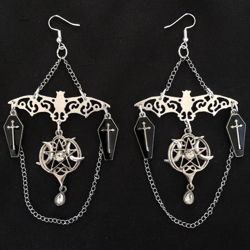 Bats In Mourning Gothic Earrings