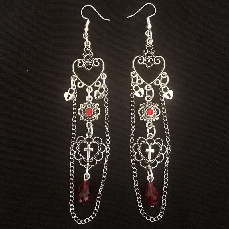 Locked In Love Gothic Earrings