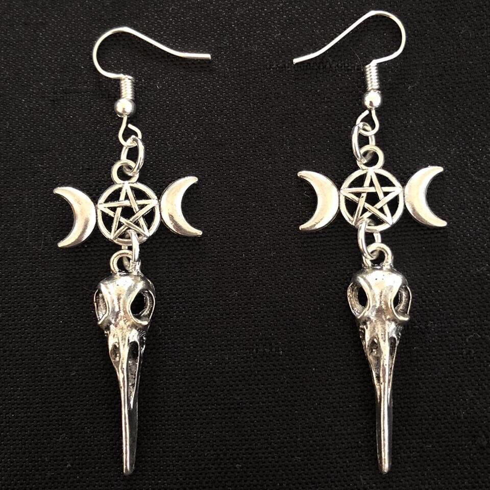 Crows In The Moonlight Gothic Earrings