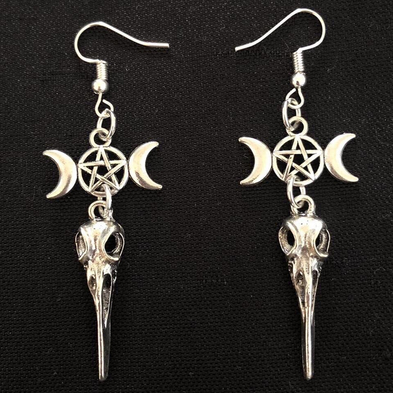 Crows In The Moonlight Gothic Earrings